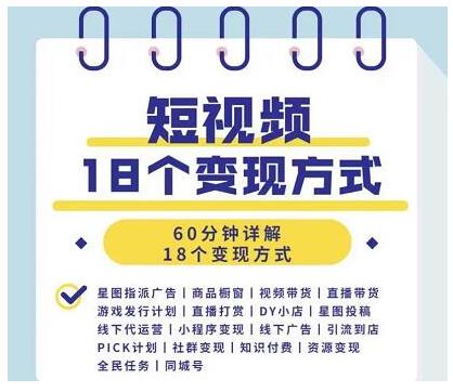 【副业2323期】短视频18个变现方式：星图、商铺橱窗、视频带货、直播带货等插图(1)