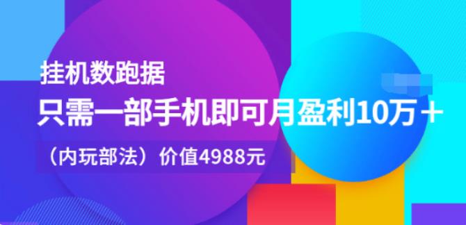 挂机跑数据副业：一部手机月盈利10W＋（内部玩法）价值4988元