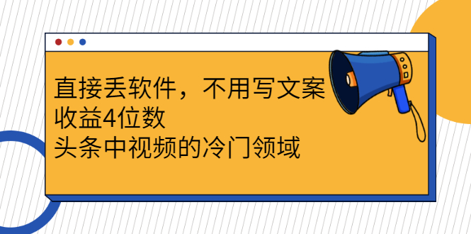 头条中视频的冷门赚钱教程：直接丢软件，不用文案，收益4位数