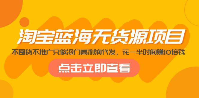 淘宝无货源网店怎么做：淘宝蓝海无货源项目，不囤货不推广只做冷门高利润代发