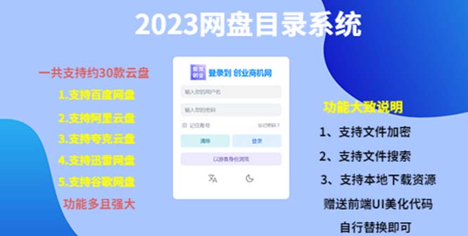 2023网盘目录索引系统：网盘目录系统，一键安装教学，支持约30款云盘