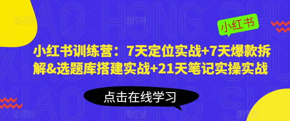 小红书怎么推广：小红书7天定位实战+7天爆款拆解&选题库搭建实战+21天笔记实战