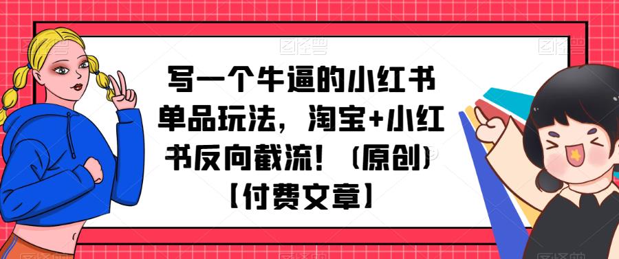 小红书怎么推广：小红书单品玩法，淘宝+小红书反向截流！【付费文章】