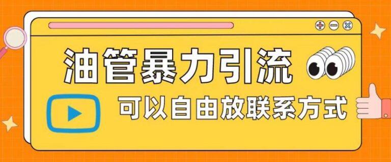 【第5166期】新手怎么引流推广：油管暴力引流，可以自由放联系方式【揭秘】