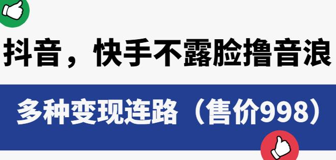 【第5175期】无人直播赚音浪：抖音快手不露脸撸音浪项目，多种变现连路（售价998）