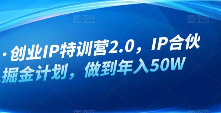 创业者如何打造个人ip：创业IP特训营2.0，IP合伙人掘金计划，年入50W