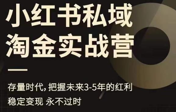 小红书引流变现项目：小红书私域淘金实战营，存量时代，把握未来3-5年的红利