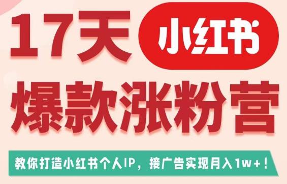 【第5565期】小红书怎么赚钱：小红书爆款涨粉营，教你打造小红书博主IP、接广告变现