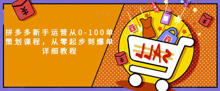 【第5595期】拼多多运营培训：拼多多新手运营从0-100单，从零起步到爆单详细教程