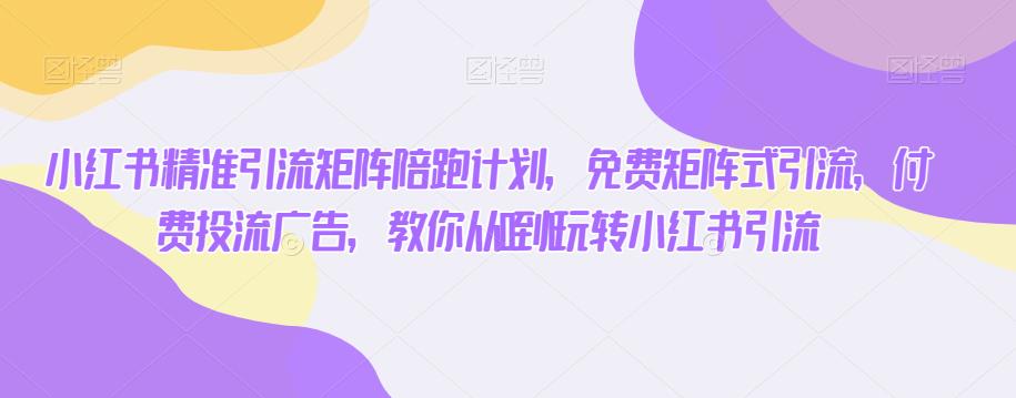 【第5602期】小红书引流推广怎么做：小红书精准引流矩阵陪跑计划，免费矩阵式引流+付费投流广告